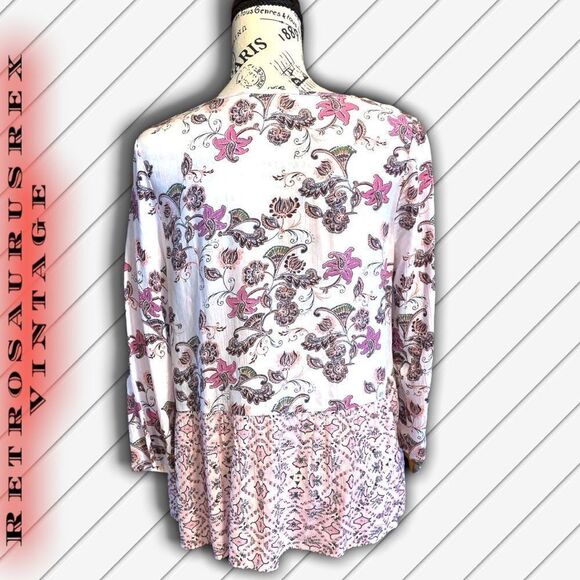 𝅺cloud Chaser Bohemian Pink Floral Ruffled Tunic, Small - Picture 2 of 6